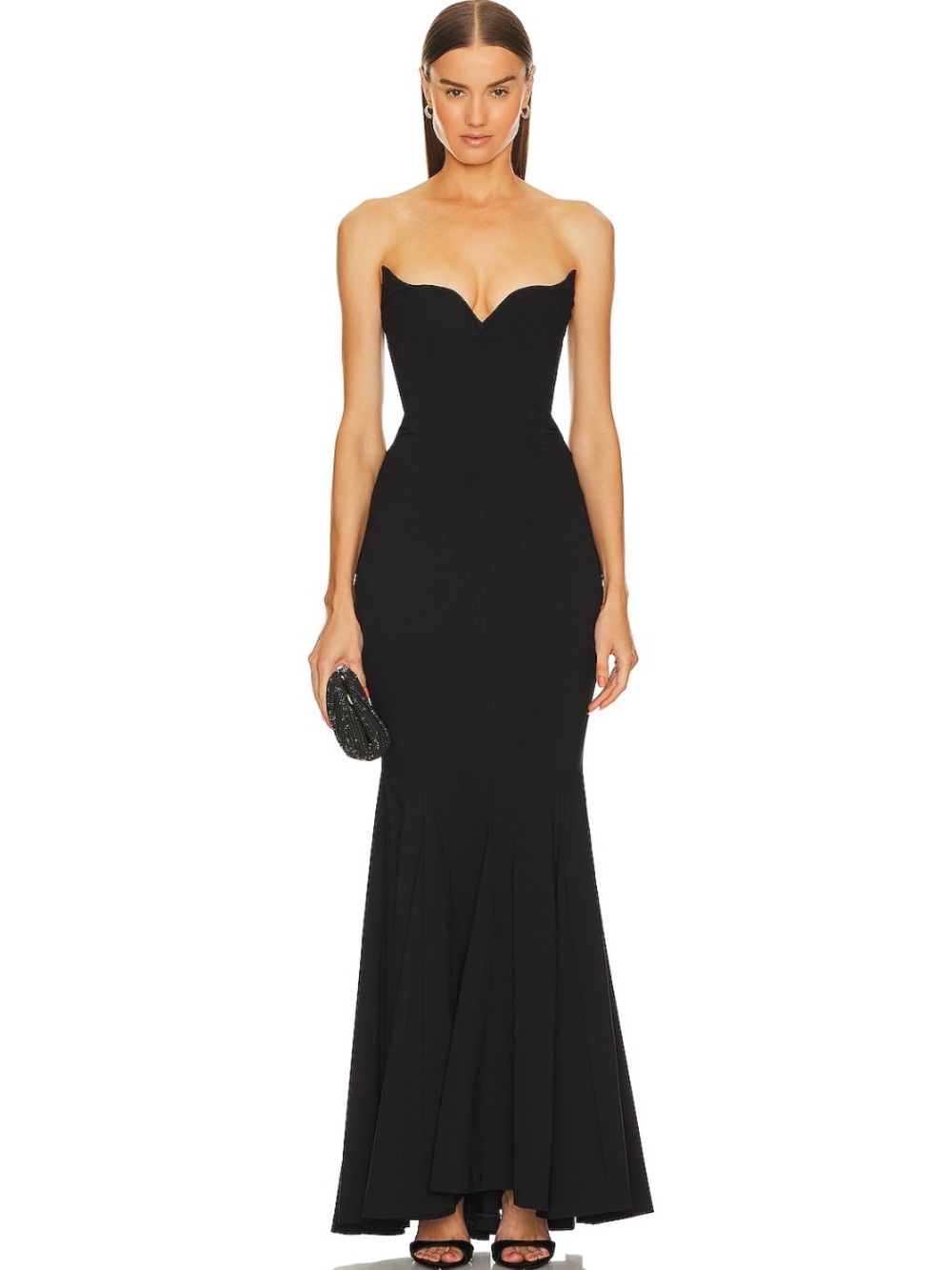 Michael Costello Strapless Black Maxi Gown